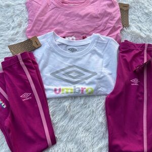 Umbro Pink and White Logo T-Shirt and Pants Set